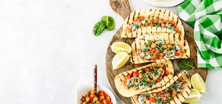 Crispy Chickpea Tacos With A Tahini Dressing