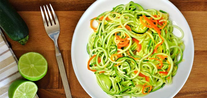 Carrot And Zucchini Pasta With An Avocado Sauce