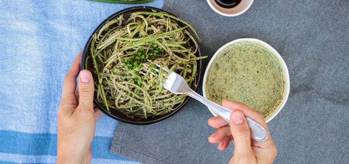 Zoodles In A Raw Pumpkin Seed Pesto