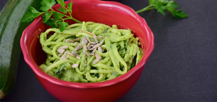 Raw Avocado Pesto Zoodles